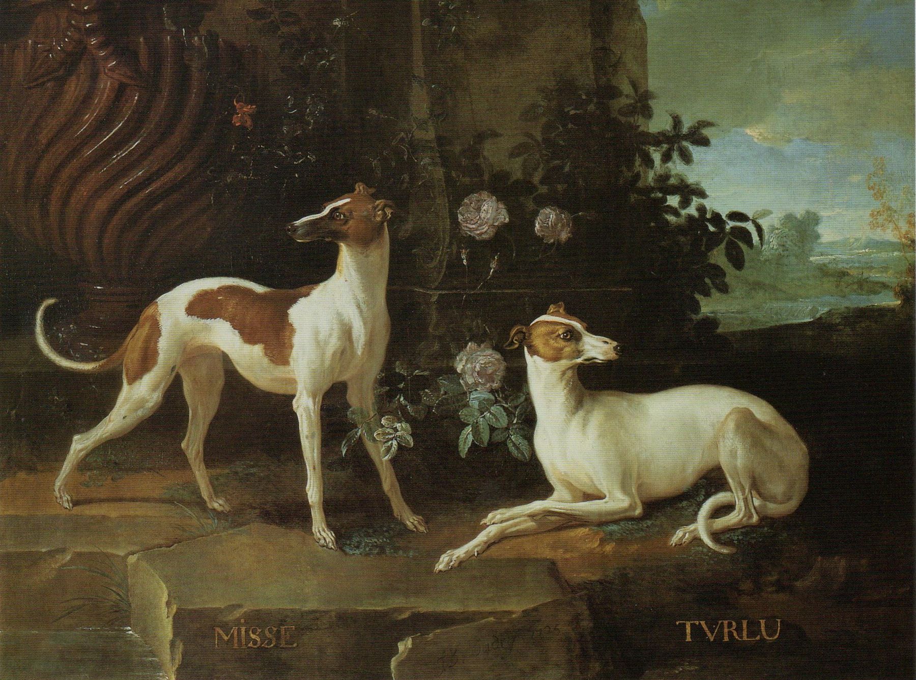 Misse ir Turlu, du kurtai, Jean-Baptiste Oudry nutapyti 1725 m.